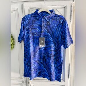 Blue Palm Leaf Polo Shirt
